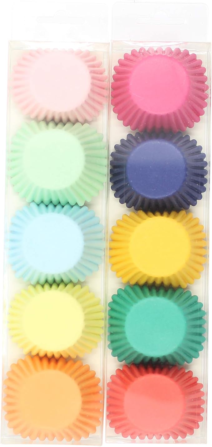 Cake Factory Mini Baking Cupcake & Muffin Liners Paper Cups 200 Liner Cases for Birthday Party Wedding Home Party Themed Event Charity and Special Occasions 2X Pastel Packets