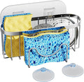 HapiRm Kitchen Sink Caddy Tidy- Stainless Steel Sponge Holder for Kitchen Sink, M-Shaped Tidy Storage no Drilling, Rustproof Caddy Organiser for Sponge Brush Stopper, with 2 Adhesives