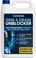 5 Litre Drain Unblocker - Heavy Duty Sink & Drain Cleaner for Plug Holes, Toilets, Showers & Pipes - Powerful Toilet & Sink Unblocker for Home, Office, Garage & Shops - Cleaning Supplies