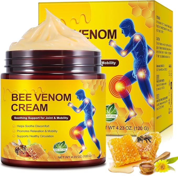 120G Bee Venom Cream Extra Strength for Joint/Muscles Sensation Relief & Recovery & Soothing, Promoting Mobility/Flexibility, Fits for Neck, Back, Legs, Knees, Hands, Feet, the Whole Body