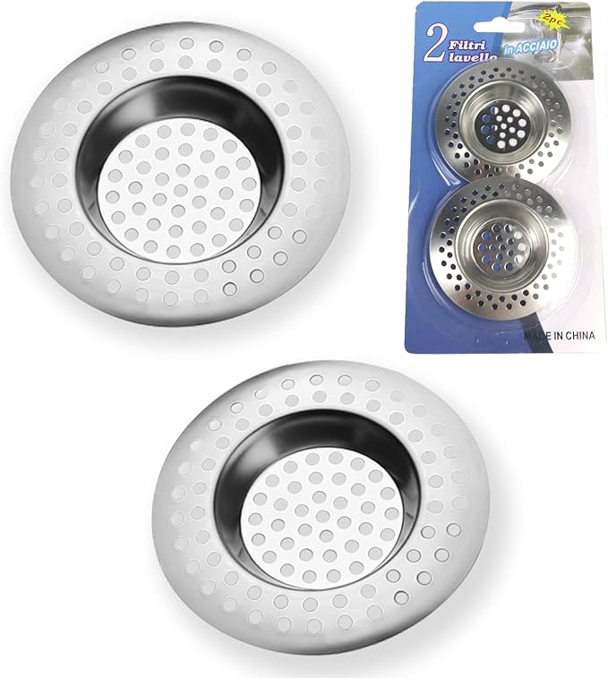 Sink Drainer Plug Hair Catcher – Stainless Steel Shower Drain Cover, Bath Plug Hole Strainer, Kitchen Sink Hole Cover, Drain Filter Stopper for Hair and Food Debris – 7.7cm (90 Hole) 2pk