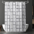 URAQT Shower Curtain Anti Mould, Waterproof PEVA Bath Curtains, Mildew Resistant Bathroom Shower Curtains with 12 Hooks, Printed Bathtub Curtains for Bathtub Shower Stall, 180 x 180 cm, Blocks Pattern
