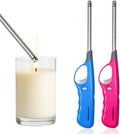 BML 2 x Candle Lighter Long reach Adjustable Flame Safety Lock Windproof Refillable Lighter For Kitchen BBQ Candles Camping Gas Stove Cooking and Outdoor Cooking (Assorted Colours)