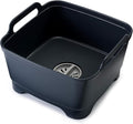 Joseph Joseph Wash and Drain Kitchen Washing Up Bowl for Sink with Handles and Draining Plug, 9 Litres, Grey