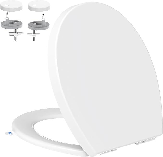 YEAUPE PRO Toilet Seat Soft Close - Universal Quick Release Toulet Seat with Adjustable Hinges for Easy Cleaning, Oval White Bathroom Bowl Seating, Heavy Duty Anti-Slip Standard WC Seats 45 * 37CM