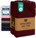Utopia Bedding Fitted Sheet Single (2 Pack), Burgundy - Deep Pocket 14 inch (35 cm) - Oeko Tex Certified - Easy Care - Soft Brushed Microfibre Fabric - Shrinkage and Fade Resistant - Bottom Sheet