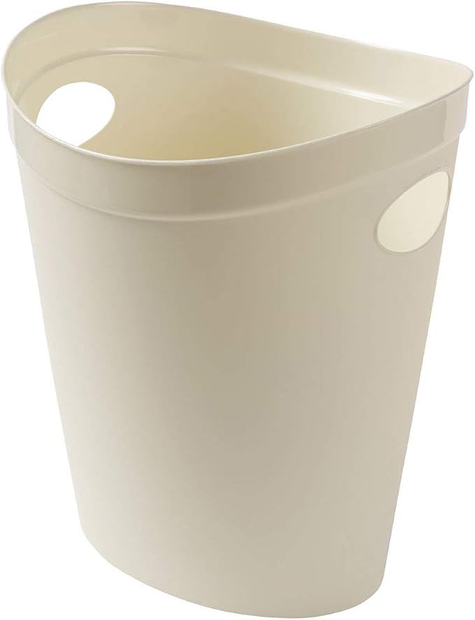 Addis 518078 Plastic Waste Paper Bathroom Bedroom Office Trash Bin, Linen Cream, 12 ltr
