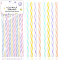 20 Reusable Pastel Plastic Straws 19cm - Drinking for Smoothies, Juice, Cocktails, 4 Pastel Colours, Great for Parties and All Occassions, Multicoloured, 7mm Diameter