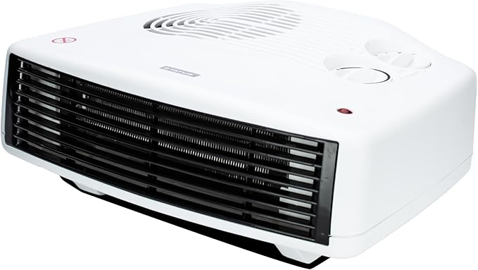STATUS Flat Fan Heater 3000 W (3 kW), White Portable Electric Radiator with 2 Heat Settings, Adjustable Thermostat, Overheat Protection & Carry Handle, (FFH1P‑3000W1PKB)[Energy Class A+]