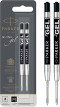 Parker Gel Pen Refills | Medium Tip (0.7mm) | Black QUINK Ink | 2 Count