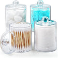 Cotton Bud Holder 10 Oz Bathroom Jars with Lids for Cotton Ball Swab Pad Cotton Pad Holder (4 Pack)