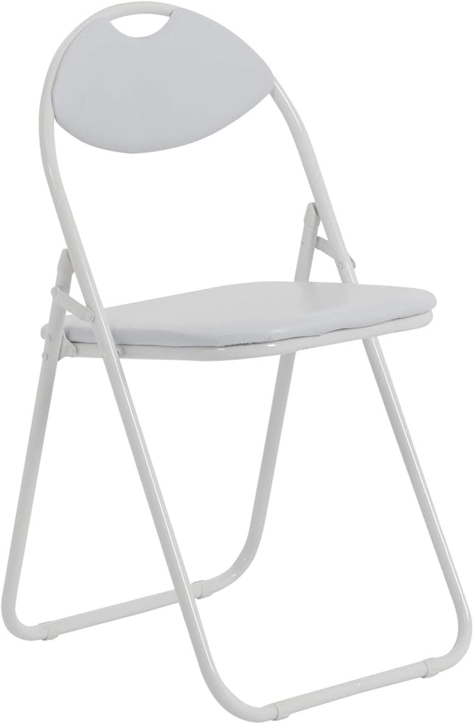 Harbour Housewares White Padded Folding Chairs - Pack of 1 Portable Folding Chairs for Dining, Office, Vanity, Makeup, Study & Home Soft Padded Seating Small Desk Seats