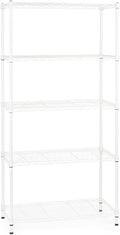 Shopfitting Warehouse White Wire Shelving Unit - 5 Shelves, H1500 x W750 x D350 mm