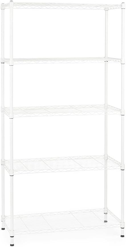 Shopfitting Warehouse White Wire Shelving Unit - 5 Shelves, H1500 x W750 x D350 mm