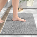 HITSLAM Chenille Bath Mat Non Slip Anti Mould, 60x40cm Ultra Soft Bathroom Mat, Super Absorbent Bath Mats for Bathroom, Machine-Washable Quick Dry Bath Foot Mat, Bath Rug for Shower and Tub, Grey