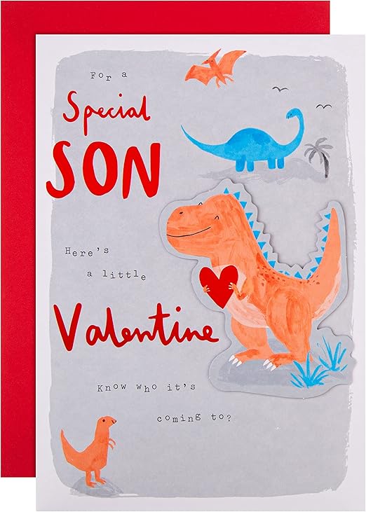 Hallmark Valentines Day Card for Son, Cute Dinosaur Design, Green