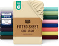 Utopia Bedding Fitted Sheet King, Beige - Deep Pocket 14 inch (35 cm) - Easy Care - OEKO-TEX Certified - Soft Brushed Microfibre Fabric - Shrinkage and Fade Resistant - Bottom Sheet
