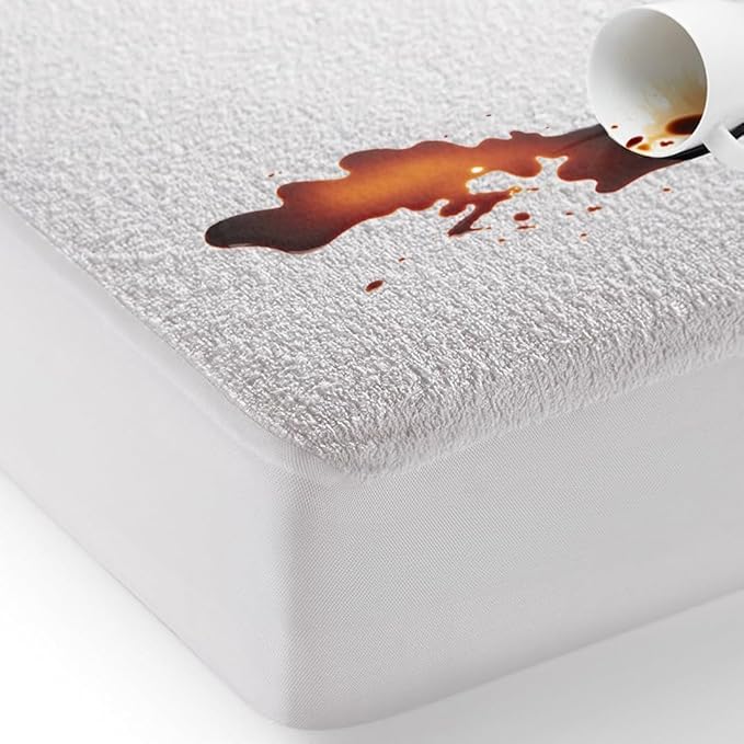 Bed'Ore 100% Waterproof Mattress Protector Terry Top - Deep 30cm Fitted Skirt - Waterproof Single Mattress Protector - Super Absorbent - Machine Washable - Single (90x190) cm