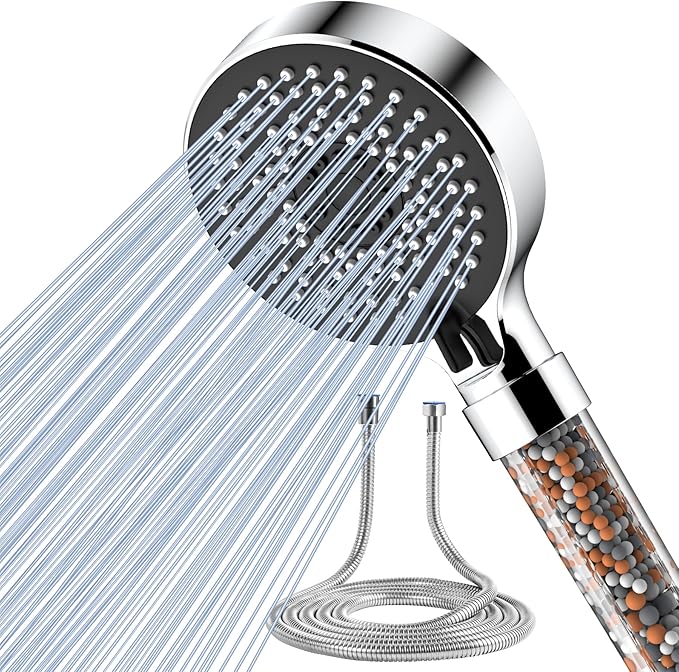 Magichome Shower Head and Hose 2M, High Pressure Filter Shower Head 5 Modes, Universal Hard Water Softener Showerhead with Extra Replaceable Accessories