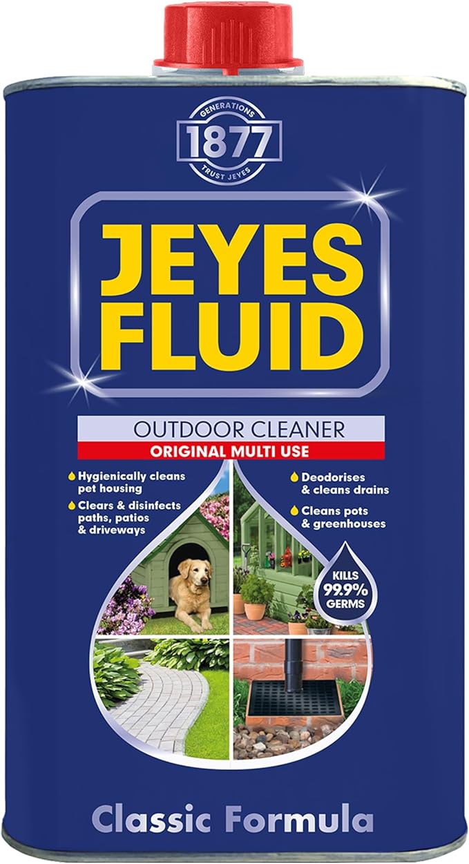 Jeyes Fluid Classic Outdoor Cleaner 1L - Premium Patio Cleaner Concentrate Makes 20L - Heavy Duty Disinfectant for Patios, Driveways, Paths - Kills 99.9% Bacteria - Pet Friendly