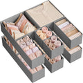SONGMICS Drawer Organisers, Dresser Dividers, Set of 12, Foldable Fabric Storage Boxes for Socks, Underwear, Bras, Ties, Scarves, Dove Grey RDZ006G02