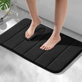 HITSLAM Memory Foam Bath Mat Non Slip, 40 x 60cm Absorbent Bathroom Mat, Machine Washable Bath Rug for Bathroom, Soft on Feet,Quick Dry, Black