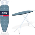 Minky Expert Blue Ironing Board | Large 122 x 38 cm Surface | Universal Height Adjustment | Steam-Flow Mesh | UK Manufactured