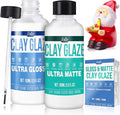 Air Dry Clay Glaze - Upgraded Polymer Clay Glaze, 2 x 100ml Ultra Gloss and Matte Finish Varnish Pottery Glaze, Clay Sealant to Prevent Scratches, Wear, Cracking - Professional Clay Tools, Quick Dry