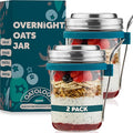 OATOLOGY Overnight Oats Jar Container | Upgraded for 2026 with Unique Lid, Spoon, Jar Markings | Start the Year Healthy | 2 pack