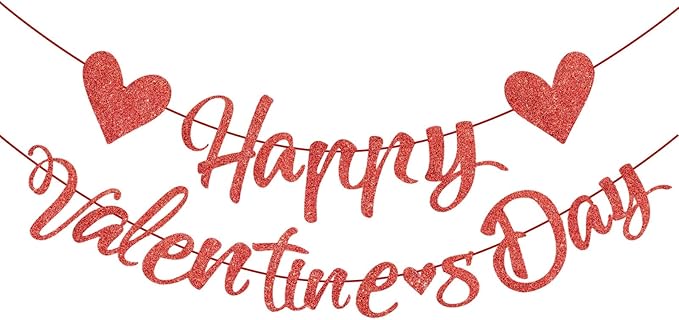 Happy Valentines Day Banner,200cm Valentine Day Letter Banner Garland Decoration,Letter Hanging String Garland for Valentines Decorations