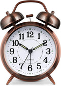 Loud Alarm Clock for Heavy Sleepers with No Ticking, Double Bell Alarm Clock, Battery Operated, Metal Alarm Clock with Night Light for Bedroom, Retro Analogue Alarm Clock for Boys Children Adults