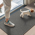 LEKEEPGO Door Mat Indoor 43 x 75 cm, Non-Slip Doormat, Washable Dirt Trapper Mat, Thin Door Mat, Absorbent Entrance Rug, Clean Mat, Entrance Mat for Indoor, Grey