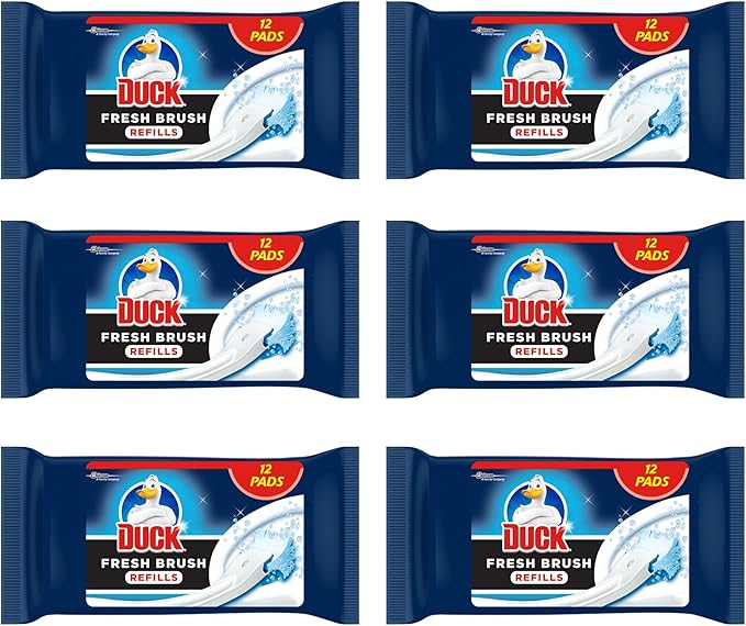 Duck Fresh Brush Refills, Flushable Toilet Bowl Cleaning Pads, Pack of 6 (Total of 72 Refill Pads)