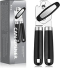 Tin Opener Can Manual, Multifunctional Handheld Heavy Duty Can Opener, Stainless Steel Easy Turn Knob Bottle Opener, Kitchen Essentials, Black