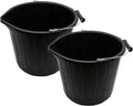 BH | 2 Pcs Black Builders Bucket | 14 Liters | Metal Handle | Plastic | Heavy Duty Water, Ideal For Home, Garden, and Other Work - By BEST HOUSE