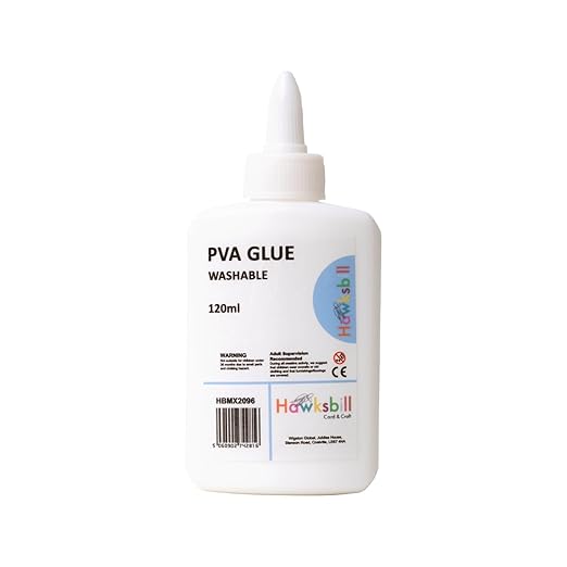 Hawksbill Washable PVA Glue 120ml – Non-Toxic Glue for Arts Crafts & Classrooms CE Certified Ideal for Schools & Creative Projects