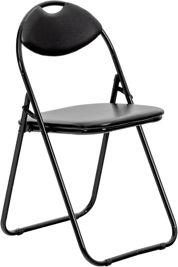 Harbour Housewares Black Padded Folding Chairs - Pack of 1 Portable Folding Chairs for Dining, Office, Vanity, Makeup, Study & Home Soft Padded Seating Small Desk Seats