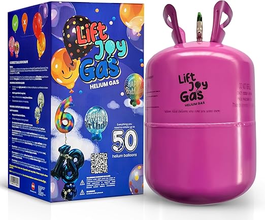Lift Joy Disposable Helium Gas Canister - Fills Up to 50 x 9 Inch Latex or 18 Foil Balloons - Portable Party Balloon Helium Cylinder, Easy to Use