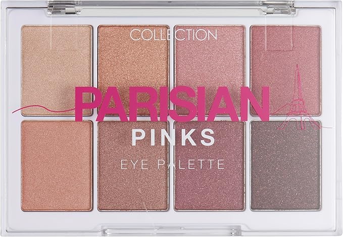 Collection Cosmetics Intensely Pigmented Colour Eye Shadow Palette with 8 Stunning Shades, Shimmering Metallic, 8.8g, Parisian Pinks