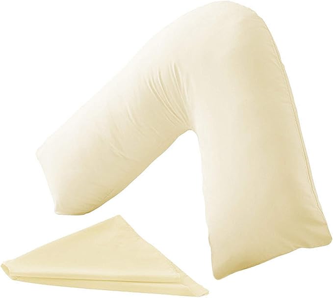 CnA Stores Orthopaedic V-Shaped Pillow Extra Cushioning Support For Head, Neck & Back (Cream, V-pillow With Cover)