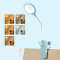 Akynite 3W Rechargeable Clip on Bed Lamp, Type C Charging, 5 Colour & 5 Brightness, 28 LED Touch Control Bedside Lamp Dimmable, Portable Battery Clip Desk Light, Reading Light, Blue[Energy Class A]