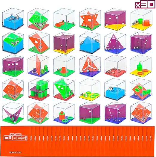 BONNYCO Challenge Cubes Party Bag Fillers for Kids Unisex Pack 30, Kids' Party Favours Toys. End of Year Gifts for Children, Pinata Filler Boys and Girls. Return Gifts Birthday, Mini Games Prizes