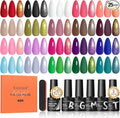 PEACECOLOR 25PCS Gel Nail Polish Set - 20 Colours Gel Polish Set All Seasons White Black Red Blue Green Nail Polish with Base Glossy Matte Glitter Top Coat Soak Off Gels Home Beginner Gift for Women