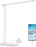 Lepro LED Desk Lamp, Desk Lamp with Power Adapter, 655lm, Desk Lamps Office with USB Charging Port, 5 Brightness Levels x 3 Colour Mode, Touch Control Daylight Lamp for Office, Nails, Study, Bedroom[Energy Class F]
