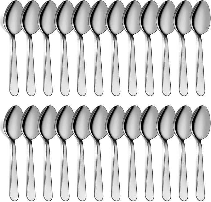 Spoons Set, 24-Piece Stainless Steel Dessert Spoons Dining Spoons, Mirror Polishing Cutlery Spoons Set, Dishwasher Safe (6.7 inches, 17cm)