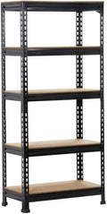 Yaheetech Shelving Unit Metal Shed Storage Shelves Boltless Heavy Duty 5 Tier Garage Shelving Units for Shed/Workshop/Office, 150x70x30cm, Black
