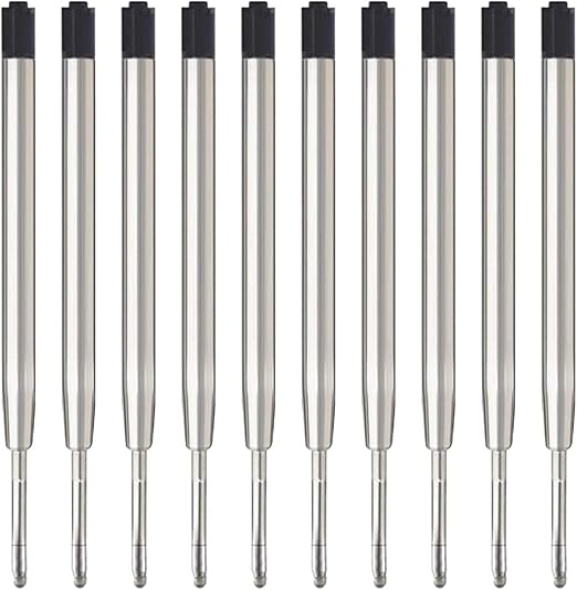MengRan 3.9'' Ballpoint Ink Pen Refills for Click Pens,1mm Medium Tip,Compatible with Parker Pen Refill (Pack of 10) (Black Ink)