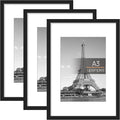 upsimples A3 Picture Frame, 3 Pack Black Photo Frame, Wall Hanging Picture 29.7 x 42cm