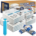 Storage Master Space Saver Bags for Travel and Home Reusable Vacuum Storage Bags Save 80% More Storage Space Work with Vacuum Cleaner (20 Combo, with Hand Pump)