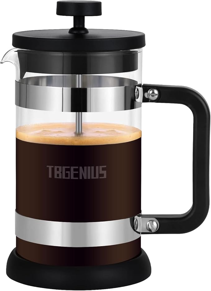 4 Cup Cafetiere Coffee Press, French Press Maker for Filter Coffee, Loose Tea and Milk Froth, 4 Level Stainless Steel Filter, Heat Resistant Borosilicate Glass, 0.6 L / 21 oz